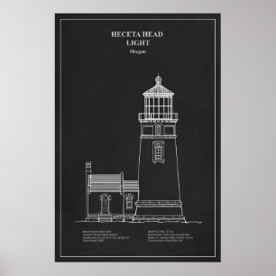 Vuurtoren Heceta Head - Oregon - PD Poster