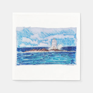 Vuurtoren in blauw servet