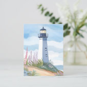 Vuurtoren in Bloom | Waterverf langs de kust Briefkaart (Staand voorkant)
