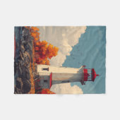 Vuurtoren in de herfst Herfst Fleece Deken (Voorkant (Horizontaal))