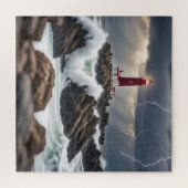 Vuurtoren in een Storm Legpuzzel (Horizontaal)