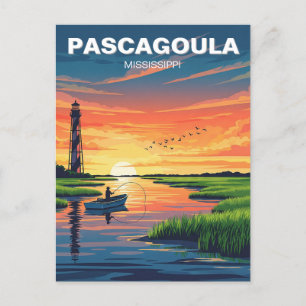 Vuurtoren in Pascagoula, Mississippi Briefkaart