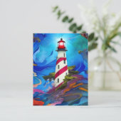 Vuurtoren in Storm Briefkaart (Staand voorkant)