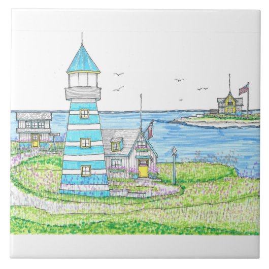 Vuurtoren Keramische Tegel Tegeltje (Voorkant)