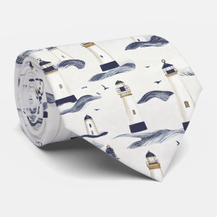 Vuurtoren kustblauw patroon (1) stropdas