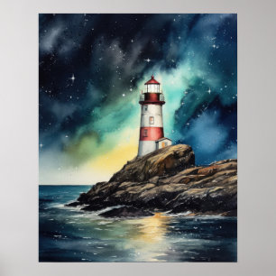 Vuurtoren Kustkunst Print Poster