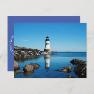 Vuurtoren met kerst en kerst feestdagenkaart