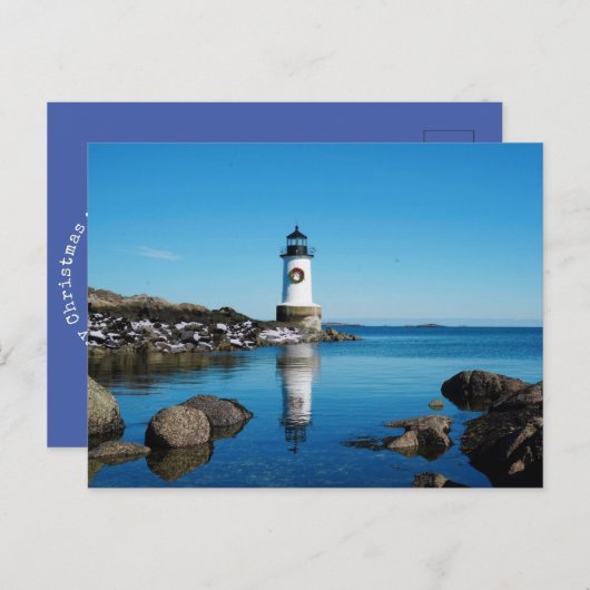 Vuurtoren met kerst en kerst feestdagenkaart (Voorkant / Achterkant)