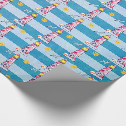 Vuurtoren met rode Waterverf Cadeaupapier (Hoek)