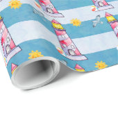 Vuurtoren met rode Waterverf Cadeaupapier (Rol Hoek)