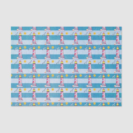 Vuurtoren met rode Waterverf Tissuepapier (Voorkant)