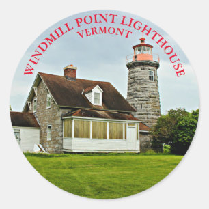 vuurtoren met windmolens, Vermont Round Stickers