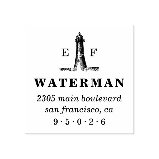  Vuurtoren Monogram Retouradres Rubberstempel (Afrduk)