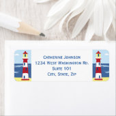 Vuurtoren Nautical Ocean Beach Tropical Zee Blue Etiket (Insitu)