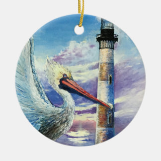 Vuurtoren Nautical Oil Painting Beach Blue Keramisch Ornament