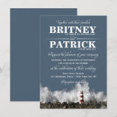 Vuurtoren Nautical Thleding Invitations Kaart (Voorkant / Achterkant)