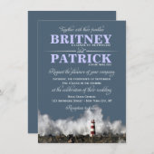 Vuurtoren Nautical Thleding Invitations Kaart (Voorkant / Achterkant)