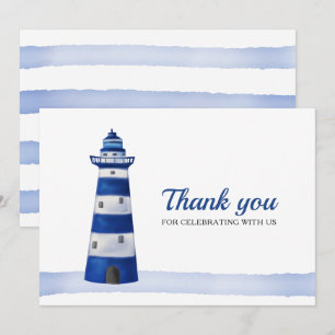 vuurtoren Nautisch Baby shower Hartelijk dank Kaart