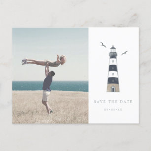 Vuurtoren nautische foto opslaan van de datum briefkaart