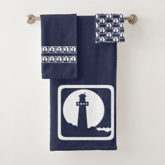Vuurtoren Ocean Blue & witte kust deco Bad Handdoek