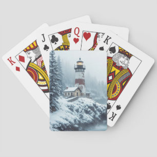 Vuurtoren Ocean Zee Natuur Marine Coastline Snow Pokerkaarten