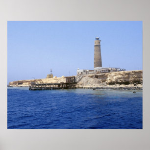 Vuurtoren op Brother Islands, Rode Zee, Egypte Poster