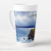 Vuurtoren op de Waterverf van Cliffs Gepersonalise Latte Mok (Linkerhoek)