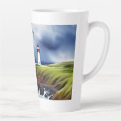 Vuurtoren op de Waterverf van Cliffs Gepersonalise Latte Mok (Rechts)