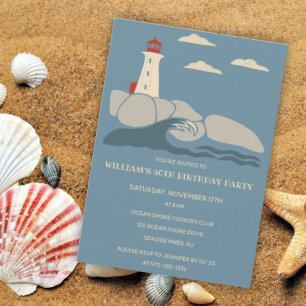 vuurtoren op een Rocky Coast Custom Party Kaart