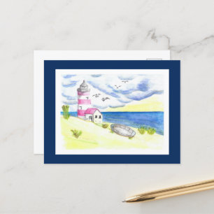 Vuurtoren op het briefkaart
