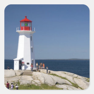 vuurtoren op Peggy's Cove, Nova Scotia, Canada. Vierkante Sticker