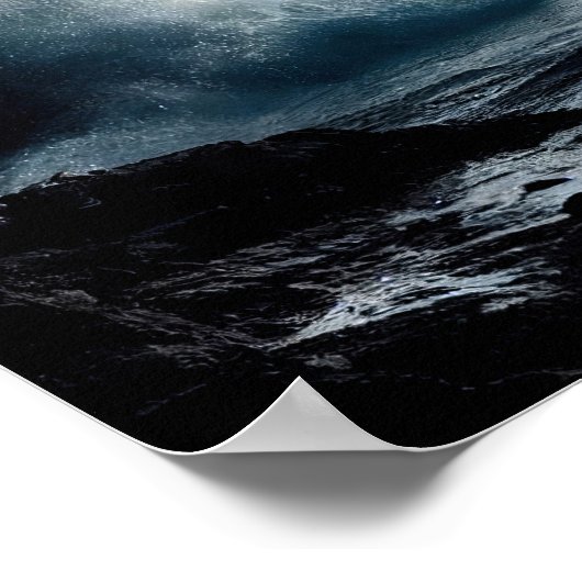 Vuurtoren op Rocky Cliff met Waves Crashing Poster (Hoek)