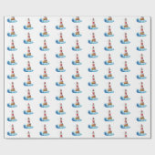 Vuurtoren op wit cadeaupapier (Vlak)