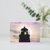 vuurtoren op zonsondergang briefkaart (Staand voorkant)
