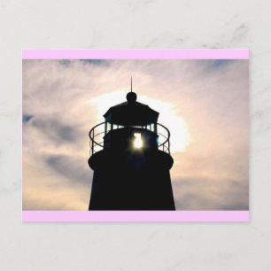 vuurtoren op zonsondergang briefkaart