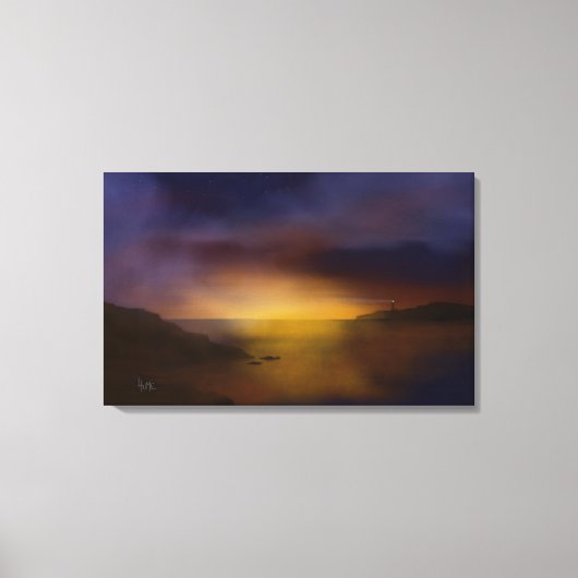 vuurtoren op zonsondergang canvas afdruk (Voorkant)
