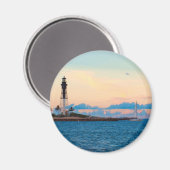 vuurtoren op zonsondergang magneet (Voorkant / Achterkant)