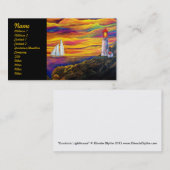 Vuurtoren op zonsondergang met zeilboot visitekaartje (Voorkant / Achterkant)