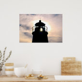 vuurtoren op zonsondergang poster (Keuken)