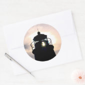 vuurtoren op zonsondergang ronde sticker (Envelop)