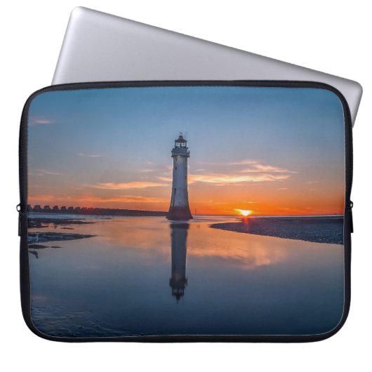 vuurtoren op zonsopgang laptop sleeve (Voorkant)