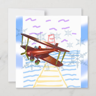 Vuurtoren Pier Biplane Blue Waves Magnetische Uitnodiging