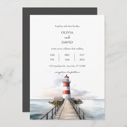 Vuurtoren Pier Oceanisch landschap Nautische bruil Kaart (Voorkant / Achterkant)