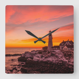 vuurtoren   Portland Head Kaap Elizabeth Maine Vierkante Klok