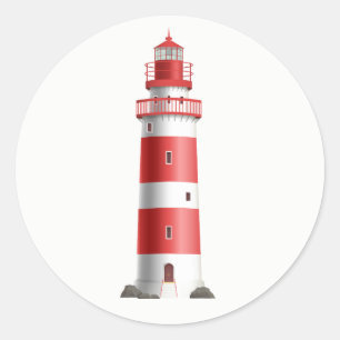Vuurtoren Rood Bruiloft Strand Bruiloft Vrijgezell Ronde Sticker