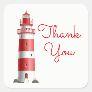 Vuurtoren Rood Dank u Strand Bruiloft Ocean Beach Vierkante Sticker