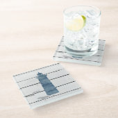 Vuurtoren Rustiek Strand Decor Glas Onderzetter (Schuin)