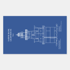 Vuurtoren Sabine Bank - Texas - AD Rechthoekige Sticker