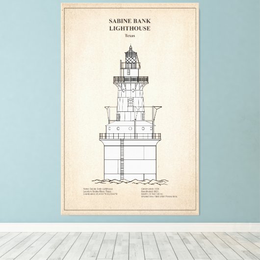 Vuurtoren Sabine Bank - Texas - SBD Canvas Afdruk (Insitu (Houten vloer))
