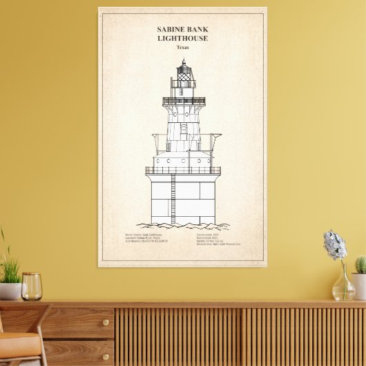 Vuurtoren Sabine Bank - Texas - SBD Canvas Afdruk (Insitu (Woonkamer))
